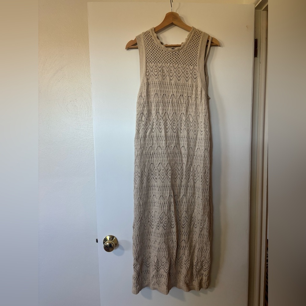 GAP Cream/Gray Knit Maxi Dress